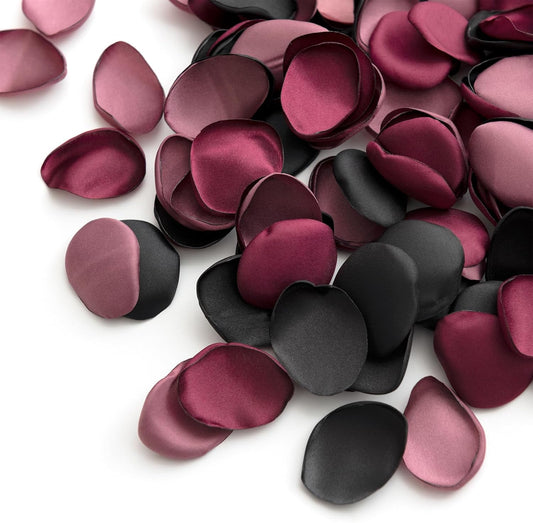 Ling's Moment Rose Petals, Silk Flower Petals for Wedding/Aisle/Flower Girl Baskets/Table Centerpiece Décor,etc.Black Burgundy 200pcs