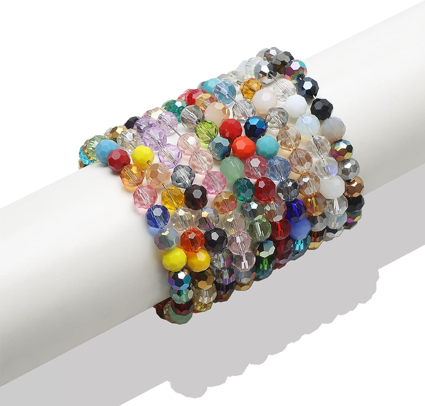 200PCS 6MM Crystal Glass Beads for Jewelry Making - Black Series Rondelle Faceted Crystal Glass Beads for Bracelet Making, DIY Crafts Wind Chimes Suncatchers