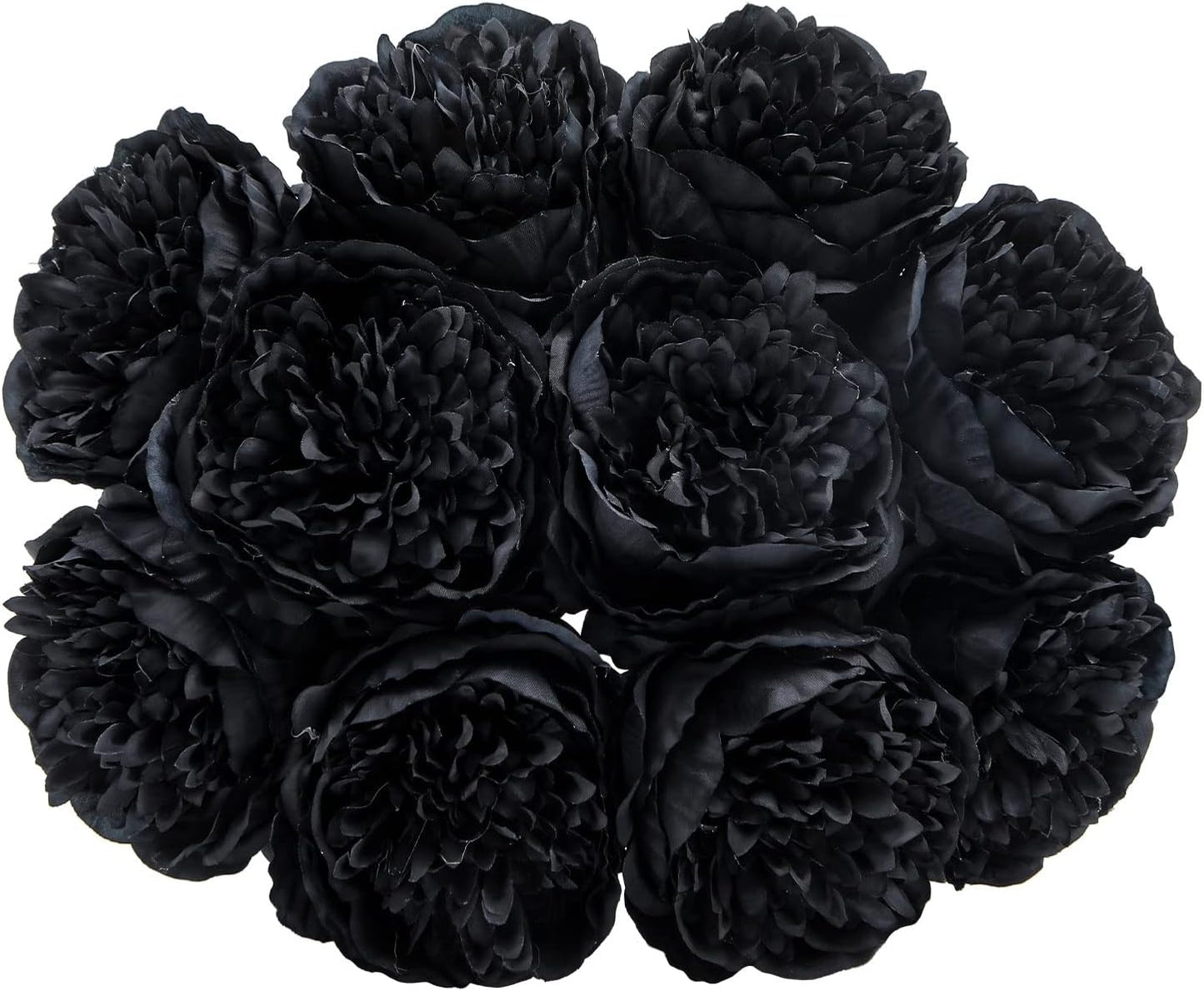 U'Artlines 10 Heads Artificial Peony Silk Flower Leaf Home Office Wedding Party Festival Bar Decor (Black)