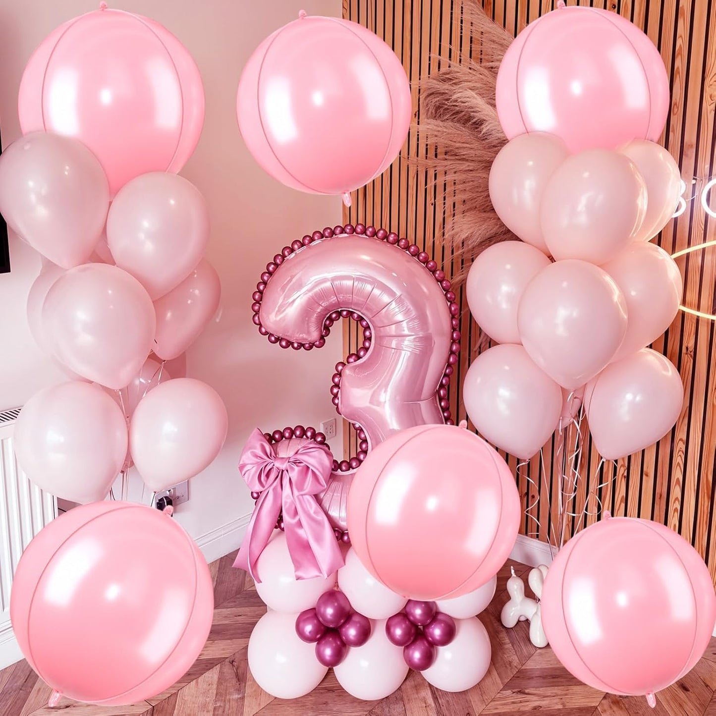 Giant 4D Foil Balloons, 6Pcs Large Metallic Pastel Pink Round Balloons, 22 Inch Big Round Foil Balloon for Pink Birthday Party Baby Shower Wedding Decorations
