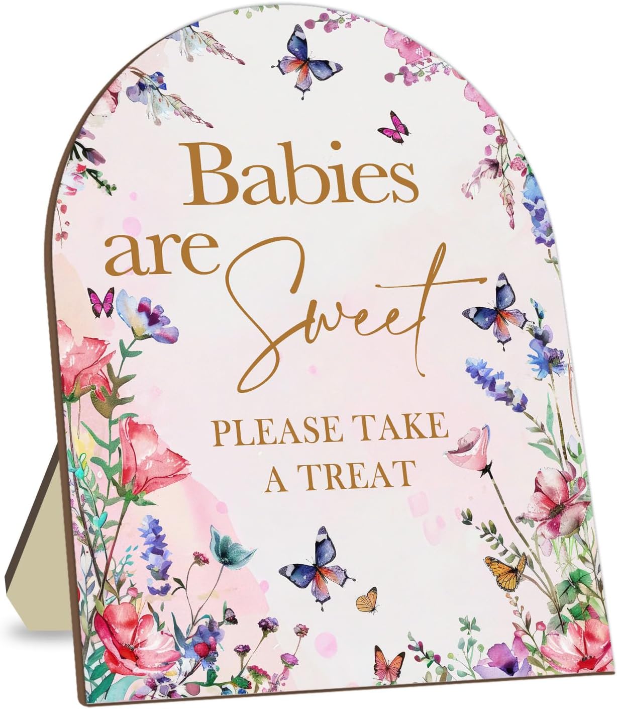 Sweet Babies Please Take A Treat Floral Butterfly Baby Shower Decoration Sign - Pink Welcome Sign 9 * 11IN