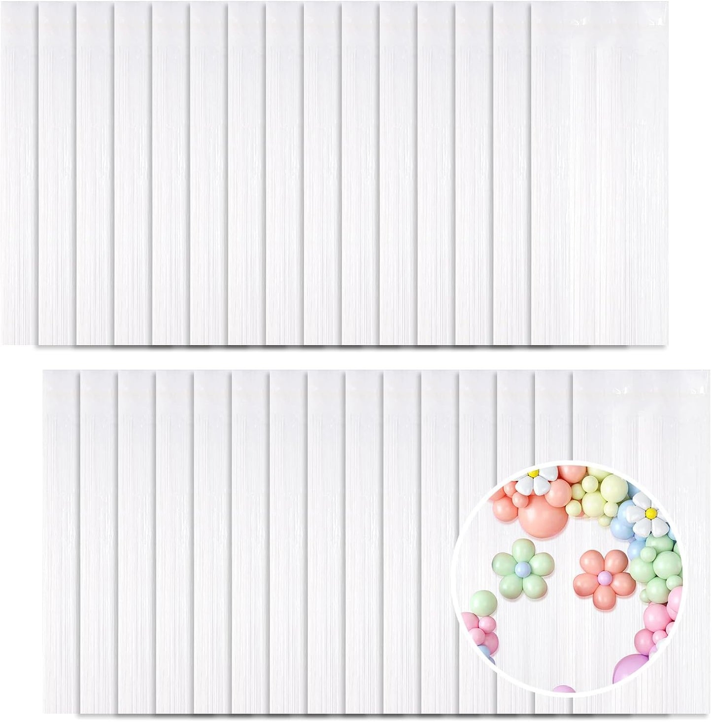 30 Pack White Foil Fringe Curtain Backdrop, 3.3x8.2 Feet Metallic Tinsel Streamer Curtains Photo Booth Props for Wedding/Anniversary/Bridal Shower/Christmas/New Year/Valentine's Day Party Decorations