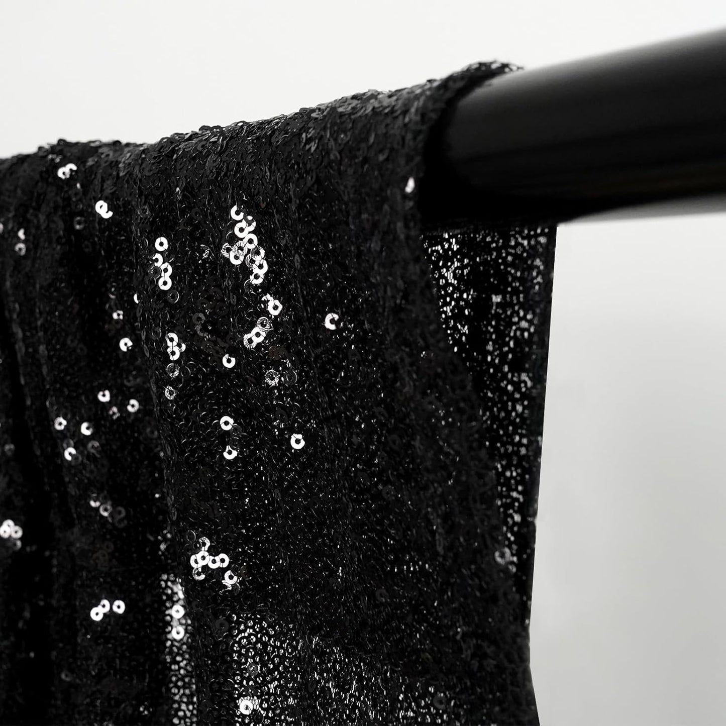 Poise3EHome Black Sequin Backdrop, 10Ft x 10Ft Glitter Photography Background Curtains, Sequence Drapes for Party Baby Shower Wedding Birthday Christmas Thanksgiving Halloween Decoration