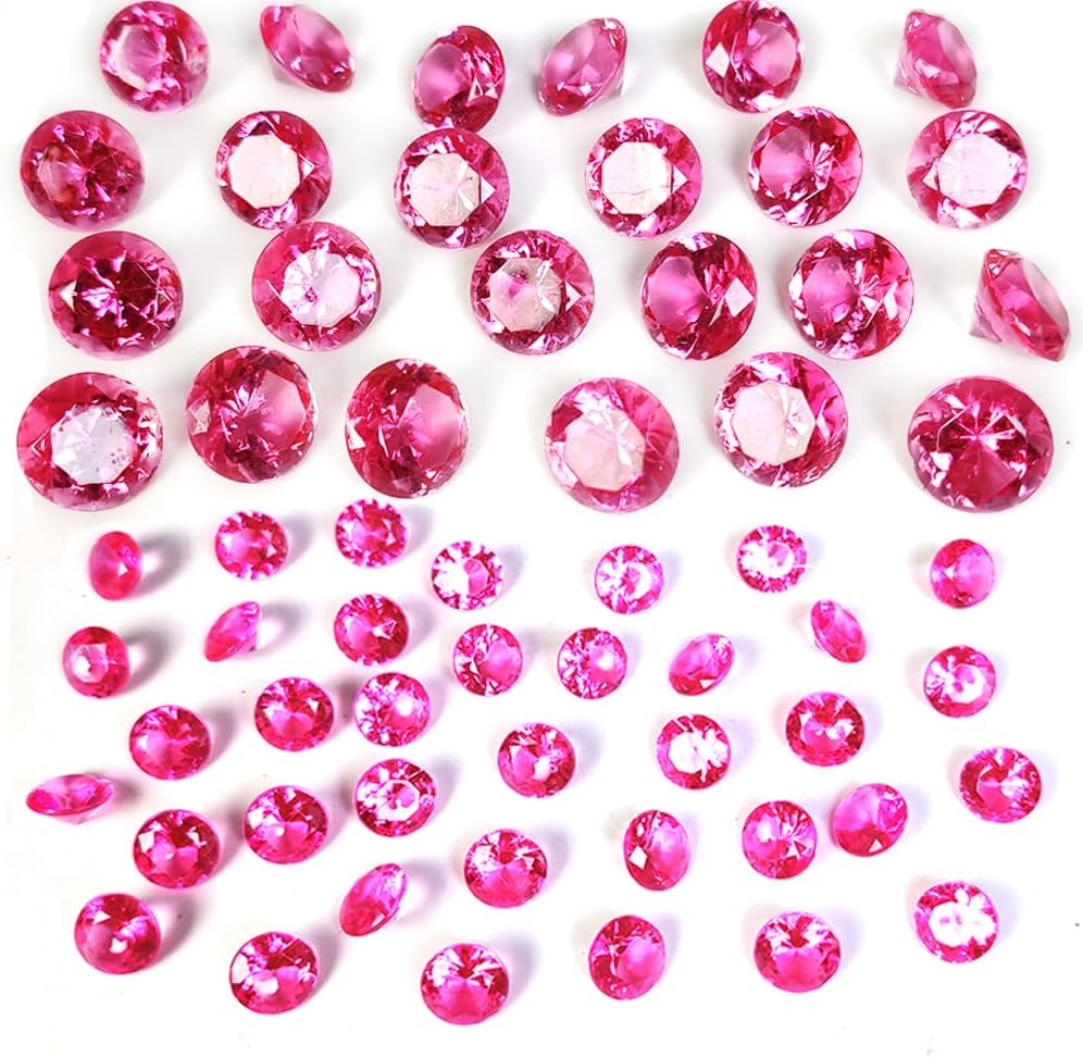 HappyFiller 720 Pcs Fuchsia Acrylic Diamonds Gems for Wedding Decorations Table Scatters,Vase Fillers, Treasure Gemstones,Bridal Shower,Floral Home Centerpieces,Party Favor,14 OZ,0.8/0.4 Inch Mix