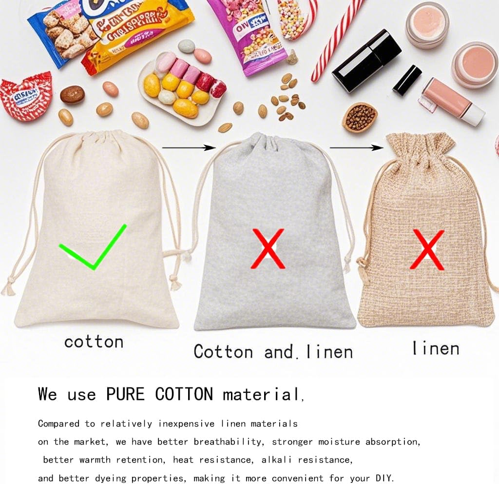 gobyhumm 20 Pieces Pure Cotton Drawstring Bags Muslin Bags Sachet Bag for Home Supplies （2.8 * 3.5"）