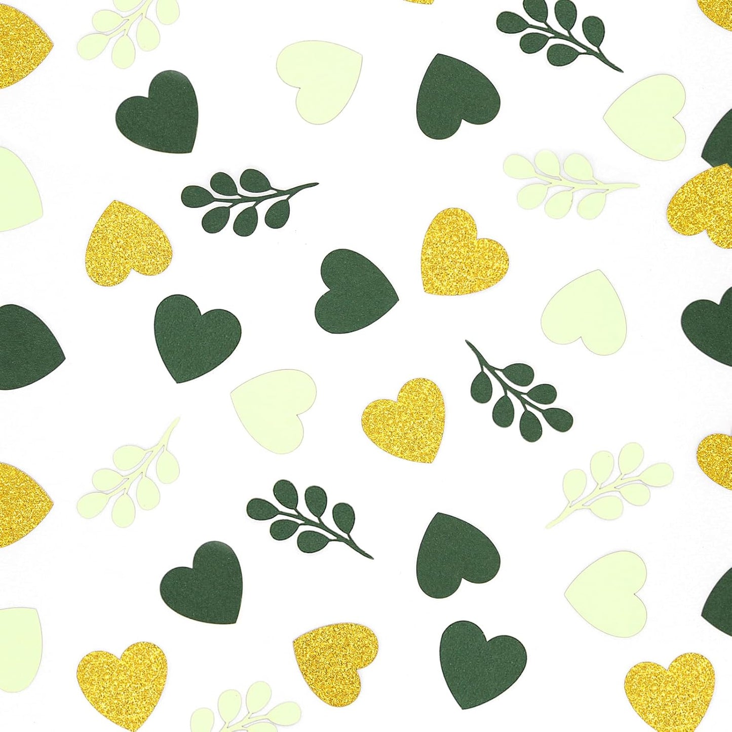 200PC Sage Green Heart Confetti for Wedding Baby Shower Engagement Birthday Bachelorette Party Decorations Greenery Eucalyptus Leaves Table Scatter for Bridal Shower Decor