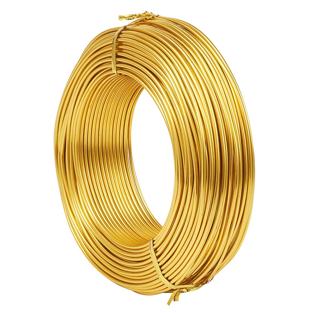 Fashewelry 114 Feet 10 Gauge Aluminum Wire Gold Bendable Metal Craft Wire for Beading Jewelry Craft Making (2.5mm)