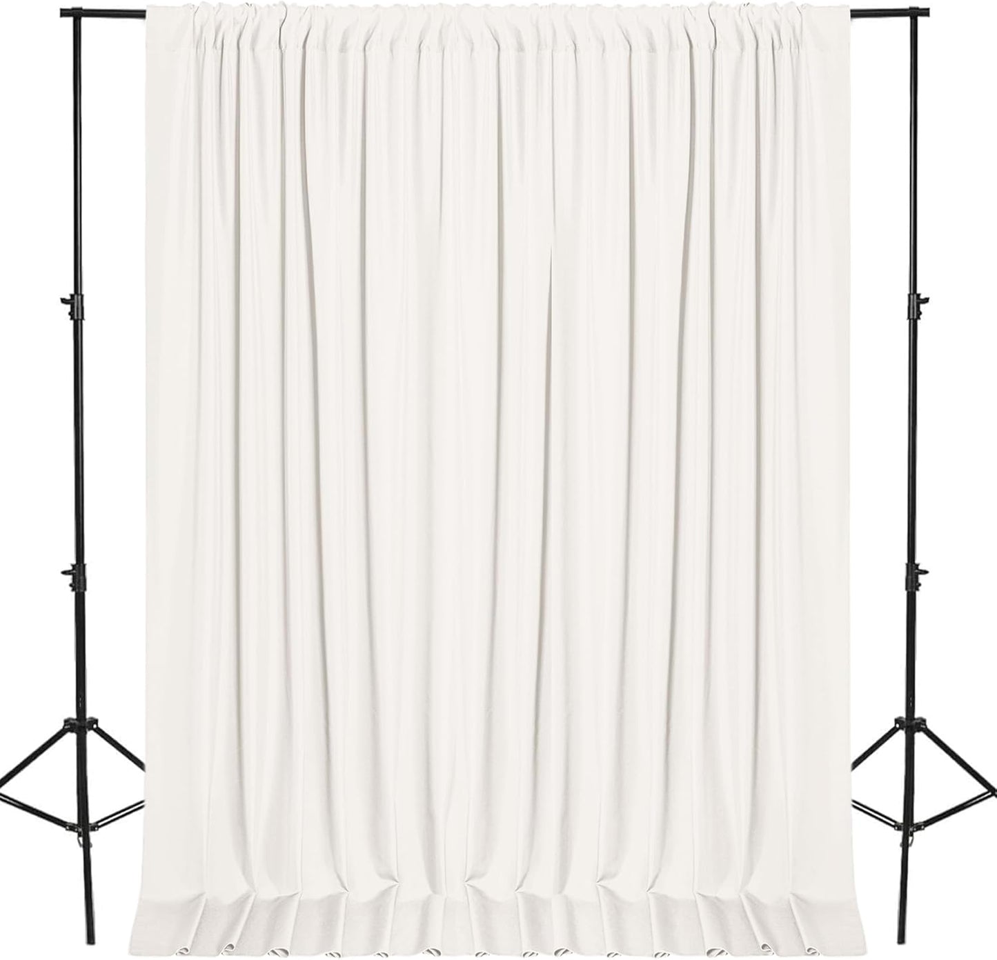DWCN 10x8 FT Ivory Backdrop Curtains for Parties, Photography Backdrop Drapes with Rod Pockets for Wedding Decorations Stage Birthday Family Gatherings, 2 Panels 5ft x 8ft