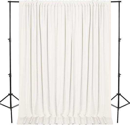 DWCN 10x7 FT Ivory Backdrop Curtains for Parties, Photography Backdrop Drapes with Rod Pockets for Wedding Decorations Stage Birthday Family Gatherings, 2 Panels 5ft x 7ft