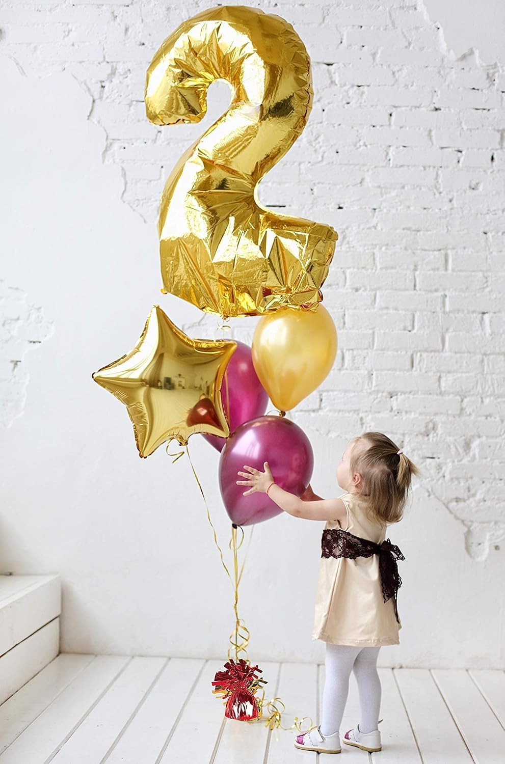 ROYALHOUSE Metallic Plastic Wrapped Balloon Weights for Party Decorations, 12 Pcs (Red)