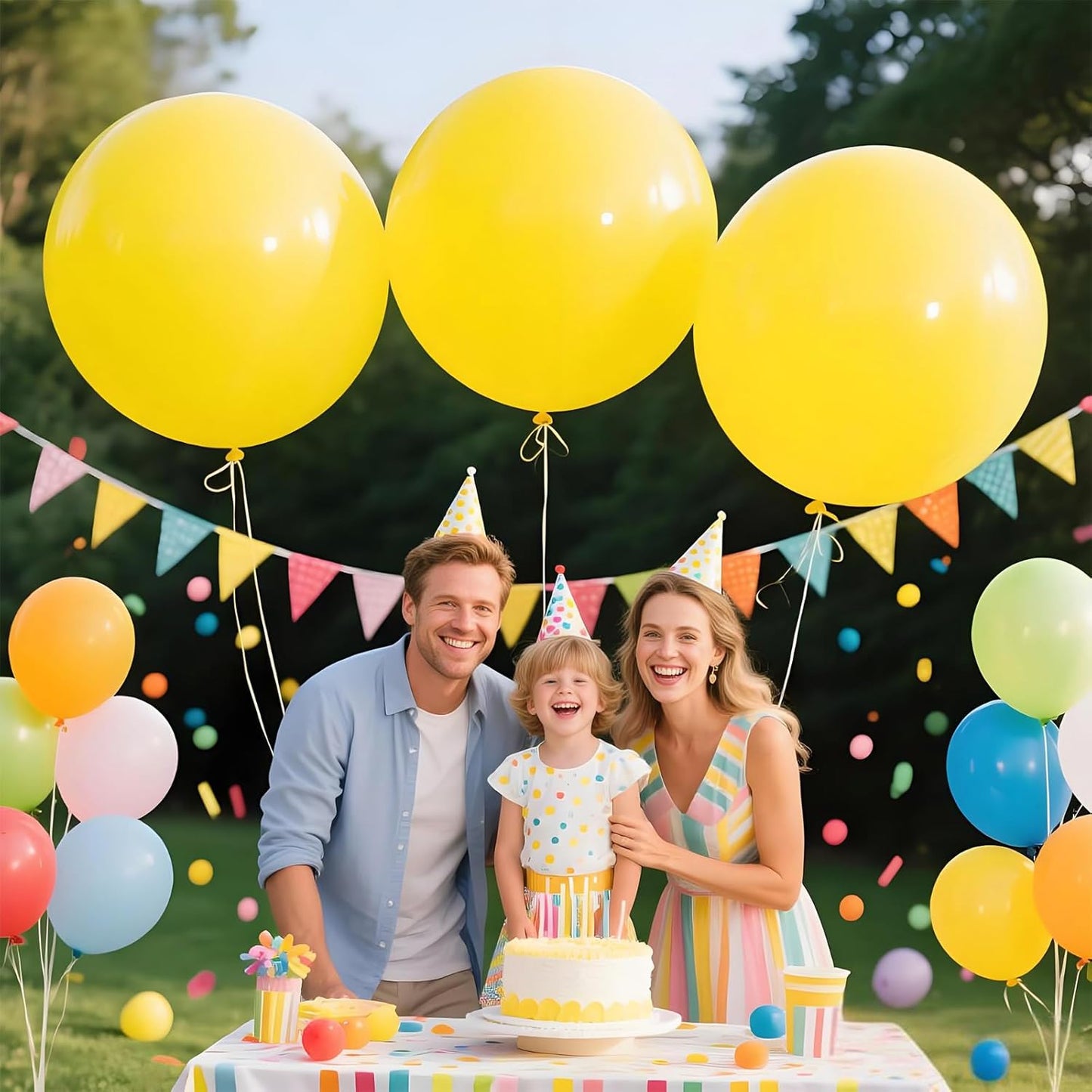 KAWKALSH Yellow Giant Balloons 36 Inch, 9pcs Jumbo Large Round Latex Balloons for Baby Shower Birthday Sunflower Theme Party Decorations