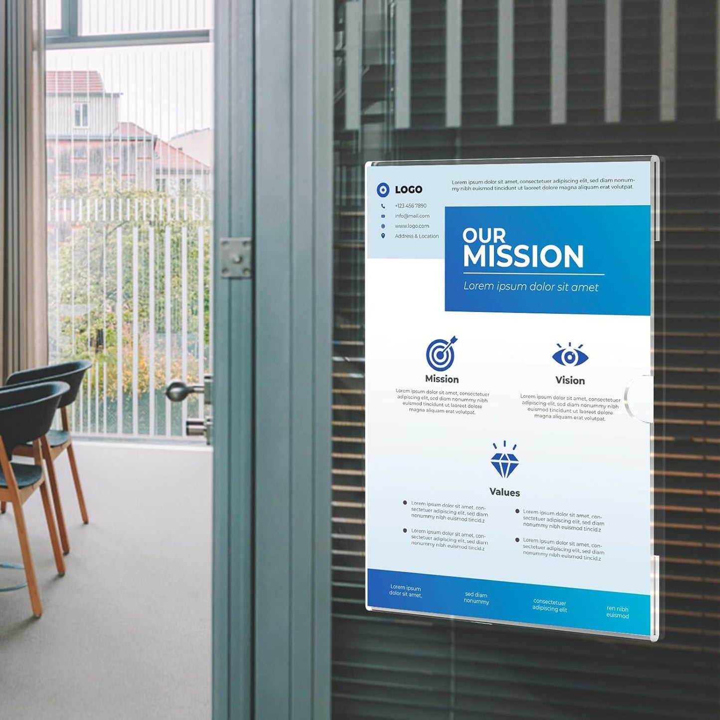 8.5x11 inches Acrylic Sign Holder Wall Mounted Portrait Nami Tape, 8 1/2 x 11 Clear Plastic Plexiglass Sign Holder for Office, Home, Store, Restaurant Window Door -No Drilling(3 Pack)