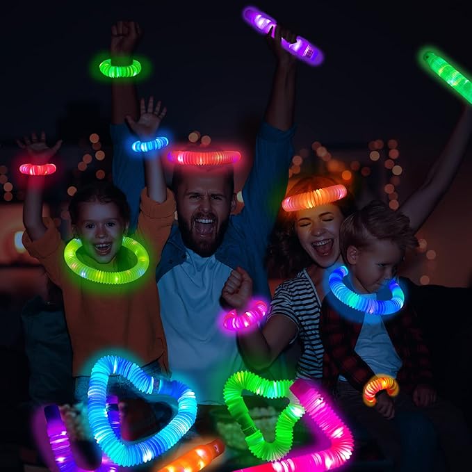 24 PCS Light Up Party Favors Supplies for Kids 4-8-12,Bulk Glow Sticks Bracelet Necklace Accessories Decorations for Toddlers,Valentines Mardi Gras Birthday Goodie Bag Stuffers Gifts for Boys Girls