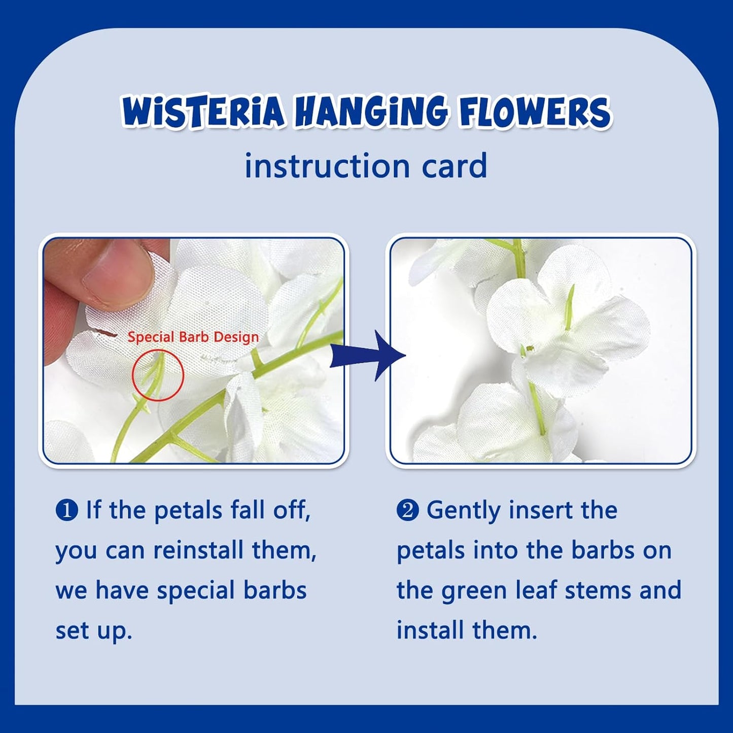 12 Pack Royal Blue Wisteria Hanging Flowers Garland, 3.77 Feet Artificial Flower Vines, Fake Wisteria, Artificial Vines Hanging Garland for Backdrop Outdoor Yard Garden Decor