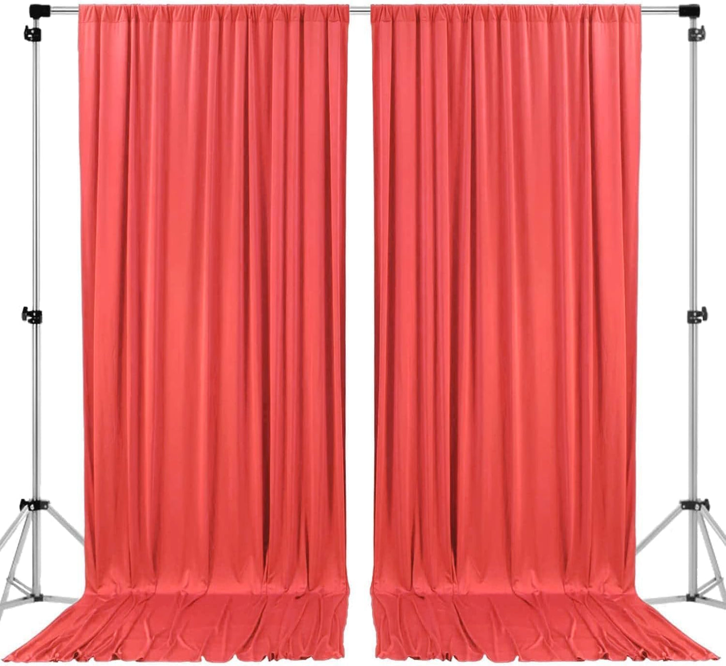 AK TRADING CO. 10 feet x 8 feet IFR Polyester Backdrop Drapes Curtains Panels with Rod Pockets - Wedding Ceremony Party Home Window Decorations - Coral