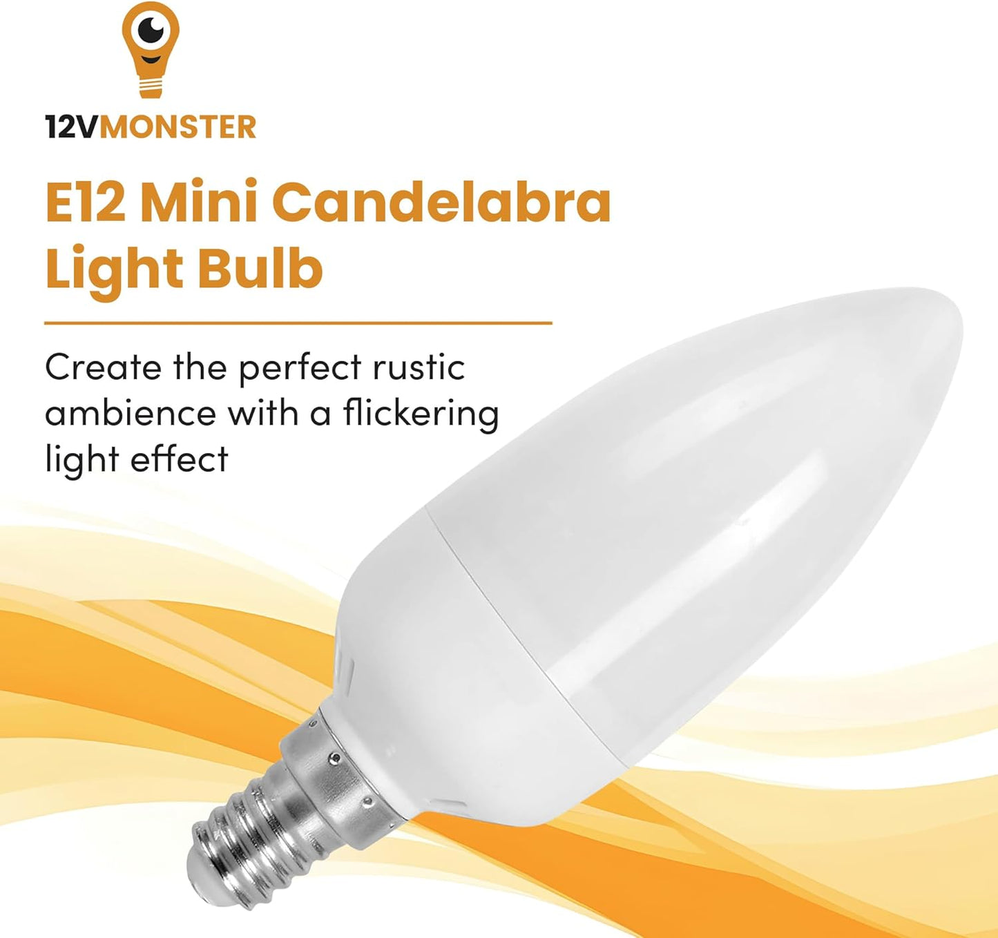 Flame Effect Chandelier LED Fire Candle Light Bulb Flaming Flicker E12 Candelabra Base Shape Novelty Lighting B11 Replacement Bulbs 12mm Diameter Fitting, 110MM / 4.25" Total Length 120V - 3 Pack