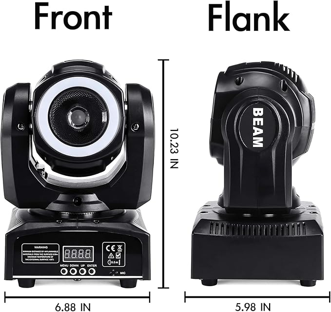 Moving Head DJ Lights 60W LED Stage Light, Beam with Halo Effect RGBW 4in1, Super Bright DMX512 Sound Control Spot Lighting for Show DJ Party Club Disco Wedding Events
