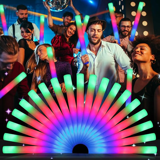 230 LED Foam Glow Sticks, Bulk Glow Sticks, Foam Light Up Sticks Bulk, LED Foam Sticks with 3 Colorful Flash Mode,Glow Party Supply for Wedding, Birthday, Concert, Carnival, Sporting Events