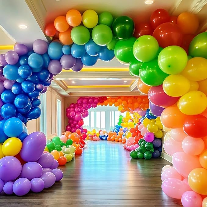 105pcs Rainbow Latex Balloons, 12 inches Assorted color ballons, Round Helium Bright Color Balloons for Birthday Baby Shower Wedding Party Decorations