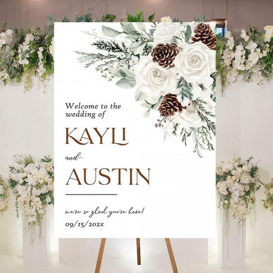 Personalized Welcome To Our Wedding Sign, Wedding Decorations, Flowers Wedding Sign #18, Vesion 18