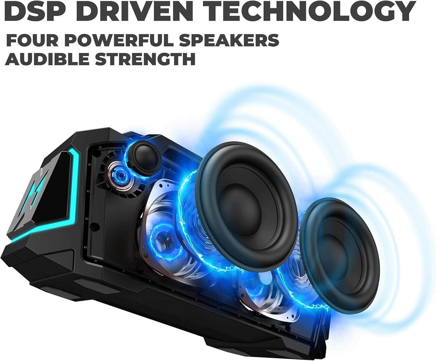Bluetooth Speaker,Musibaby M1 Portable Bluetooth Speakers:Loud Stereo Sound with Subwoofer,Deep Bass,IPX6 Waterproof,Wireless Speaker with BT5.3,Dual Pairing,24H+ Playtime for Outdoor,Beach(Blk)