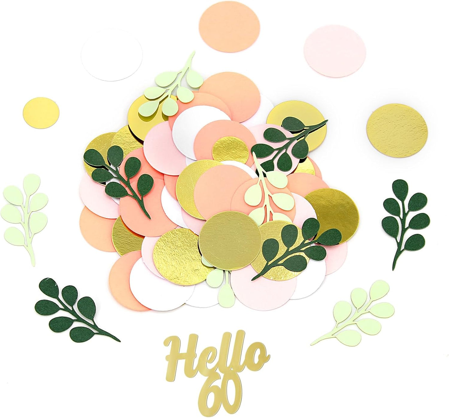 300PC 60TH Birthday Confetti for Table Pink and Sage Green Happy 60TH Birthday Decorations for Woman Dots Hello 60 Confetti Scatters Sixty Party Decor Supplies