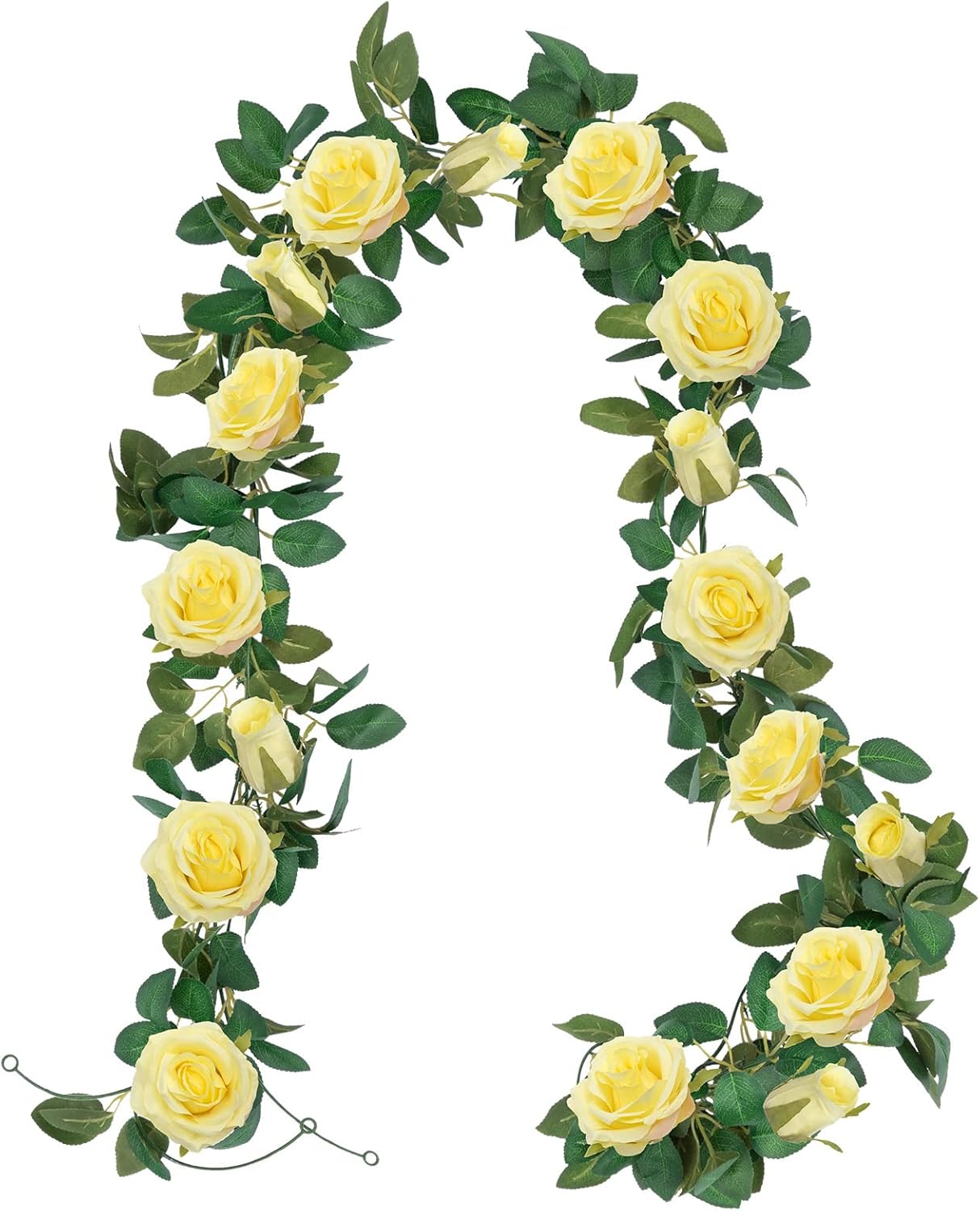 U'Artlines 3 Pack Artificial Yellow Rose Vines Floral Garlands Total 19.5 Ft Fake Vine Silk Flower Garland for Indoor Outdoor Home Wedding Arch Garden Wall Decoration