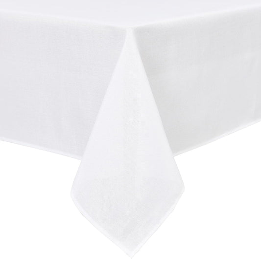 Hiasan Faux Linen Rectangle Tablecloth - Wrinkle and Stain Resistant Washable Table Cloth for Kitchen Dining Room Holiday Table Cover for Dinner, White, 70 x 120 Inch