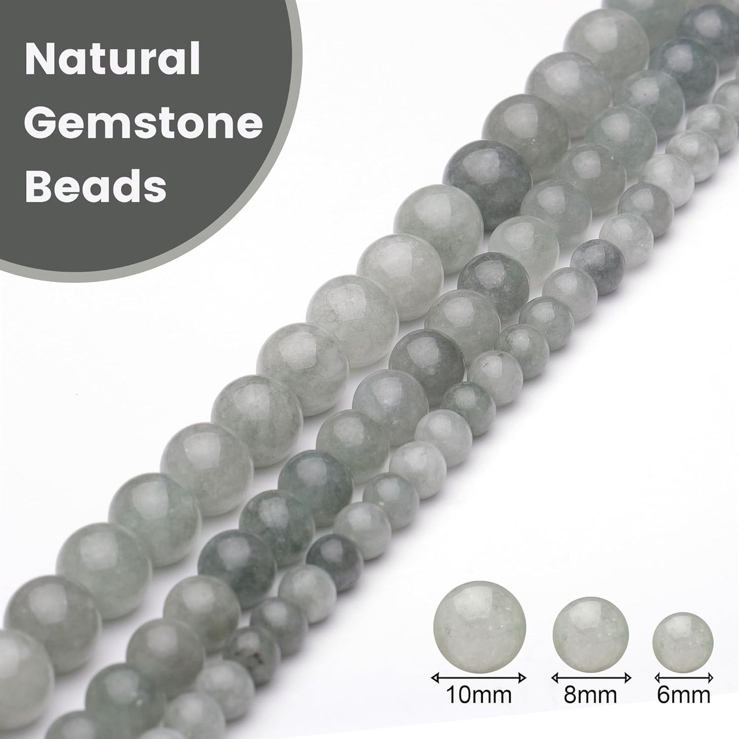6mm Natural Stone Beads for Jewelry Making,Burmese Jade Polished Smooth Round Gemstone Beads for Bracelet Necklace 15 Inch