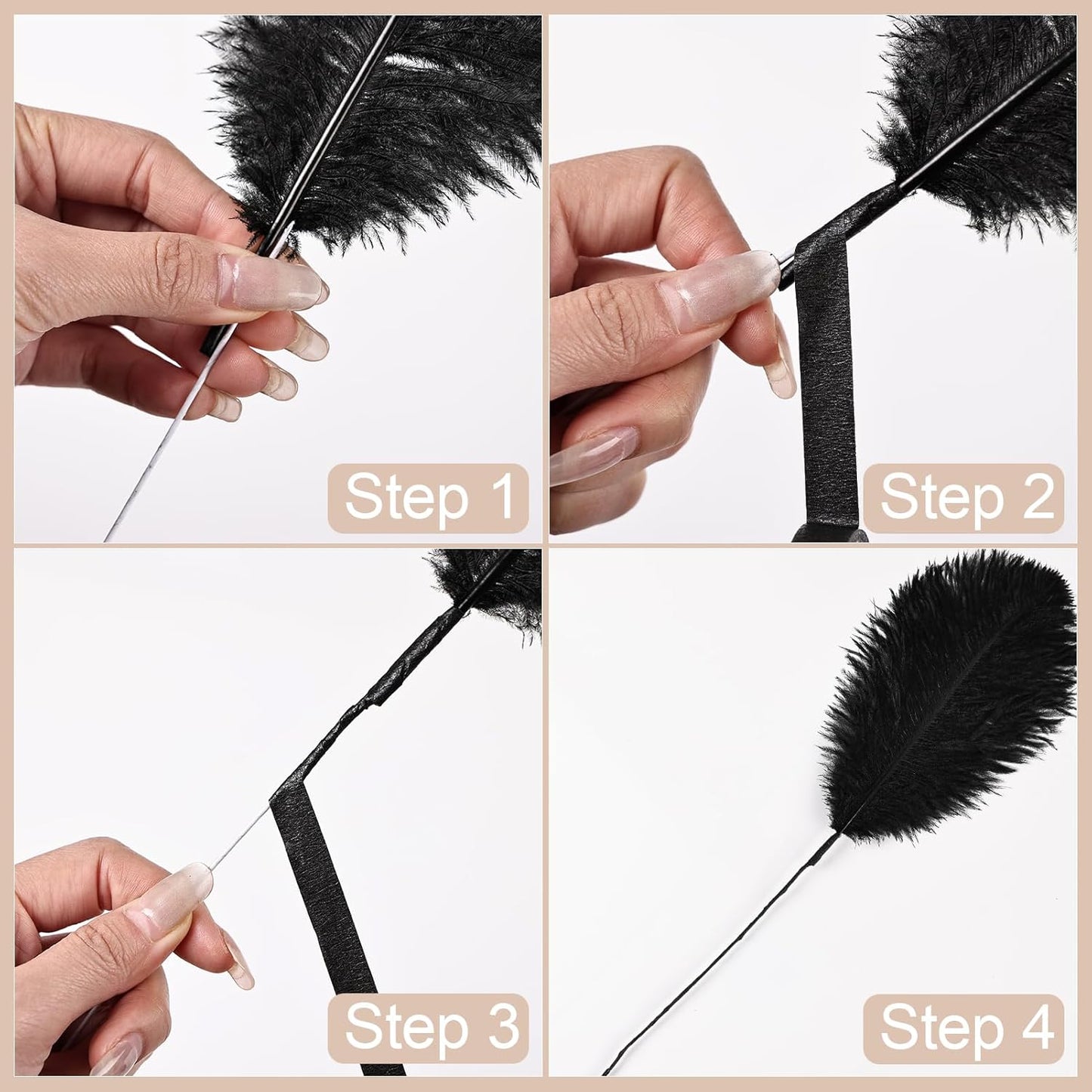 Bulk Black Ostrich Feathers - 12Pcs 12-14inch Crafting Supplies for Centerpiece Table Decorations (Black)