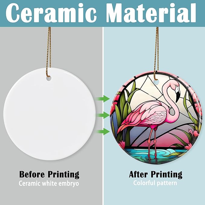 Flamingo Christmas Ornament - Ceramic Flamingo Ornament for Tree - Keepsake Gifts for Animal Lovers