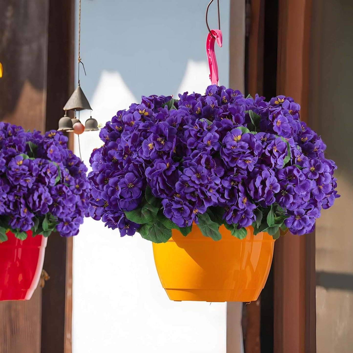 Hananona Artificial Geranium Flowers for Outdoors Geranium Silk Flowers Outdoor UV Resistant Garden Plants Faux Flowers for Home Kitchen Table Centerpieces Decor (12, Purple)