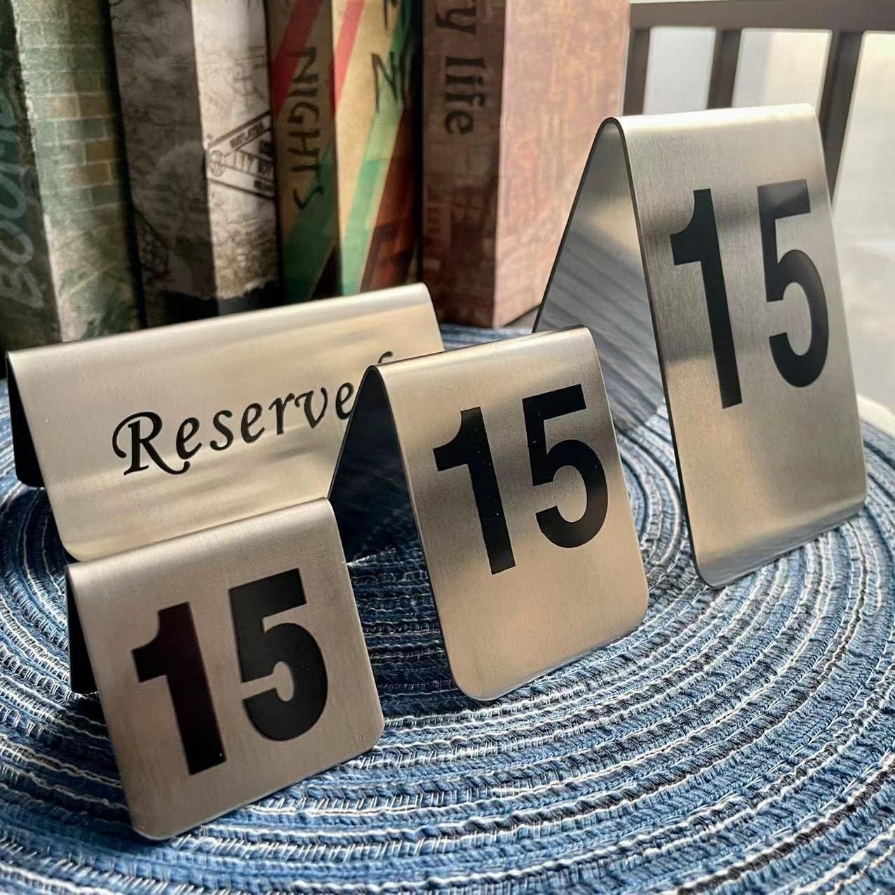 Metal Place Cards Stackable Tent Style Table Numbers,Place Card Holders for TRPG Wedding Party Restaurants Cafes Bars Gatherings Meeting Room Board Games (Black, Large 11-20)