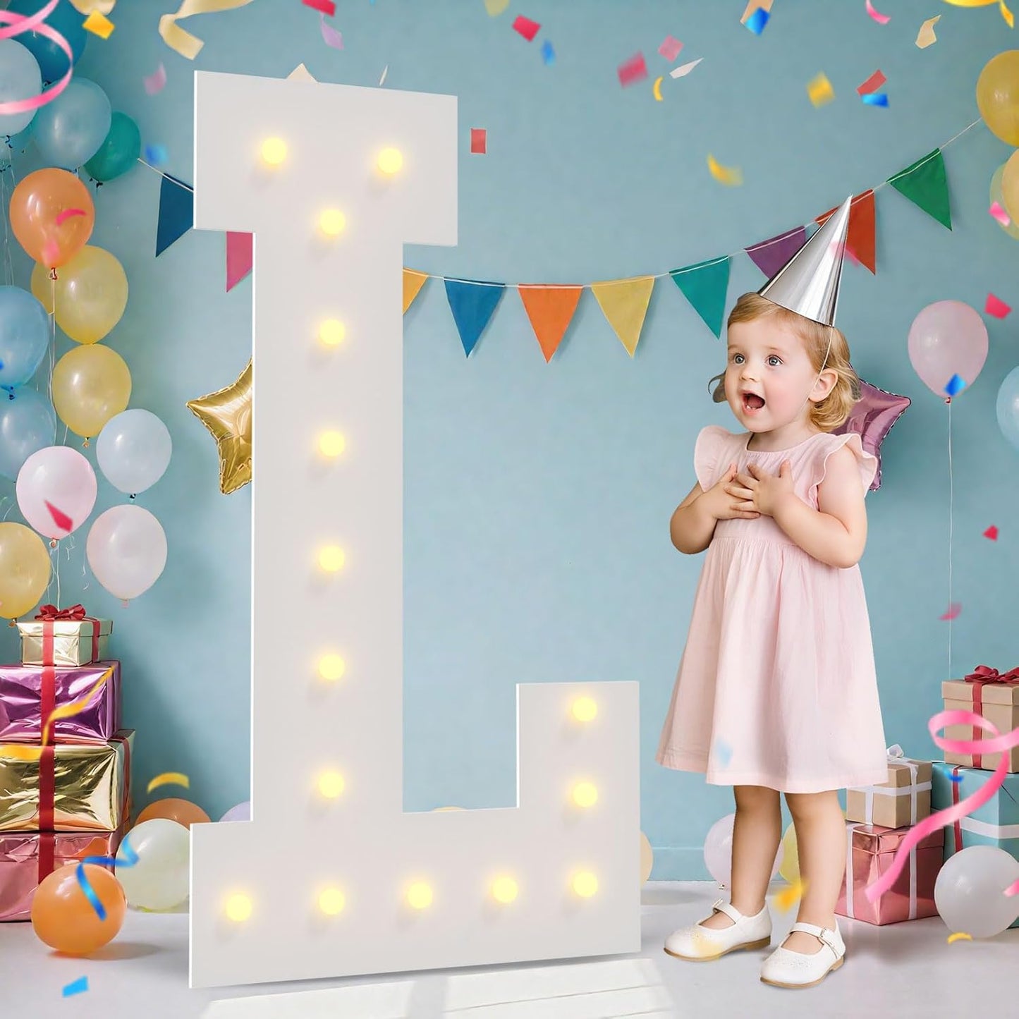 4FT Marquee Light Up Letters,Large Light up Letters, Marquee Letters 4 Feet Tall for Birthday Party Decoration Wedding Event Marry Me Baby Shower Bridal Shower Letter L