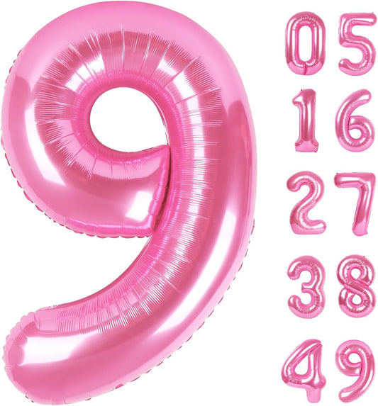 Pink 9 Number Balloon 40 Inch, Jumbo Giant Happy 9th 19 29 39 49 99 Birthday Party Decorations, Large Nine Mylar Foil Anniversary Birthday Party Engagement Decorations