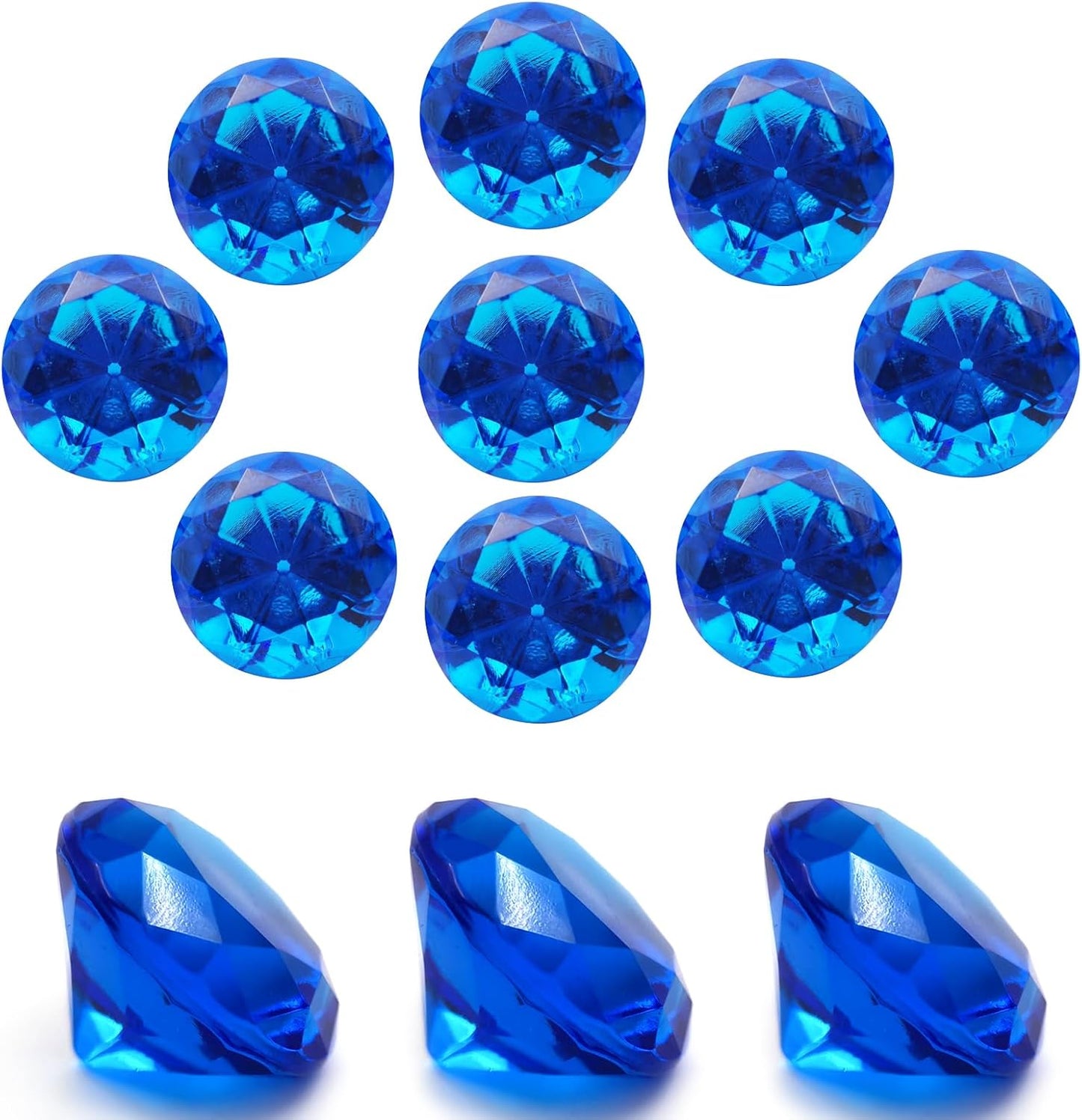 100 pcs Acrylic Diamond Gems, Blue Acrylic Diamonds 1 Inch Faux Diamonds Large Acrylic Diamond Vase Filler Fake Diamonds Decor for Party, Event, Wedding, Arts & Crafts, Birthday Decorations