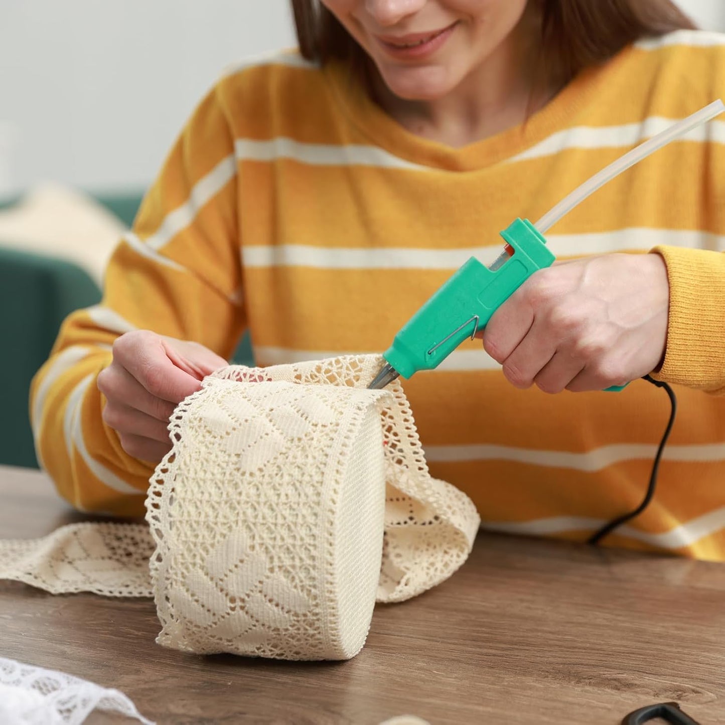 HARFINGTON 10pcs Hot Glue Sticks 0.28" Dia x 11.81" Long EVA Mini Hot Melt Adhesive Glue Stick for Hot Melt Gun Wood Plastic Glass Flowers Fabrics Foam, Deep Green