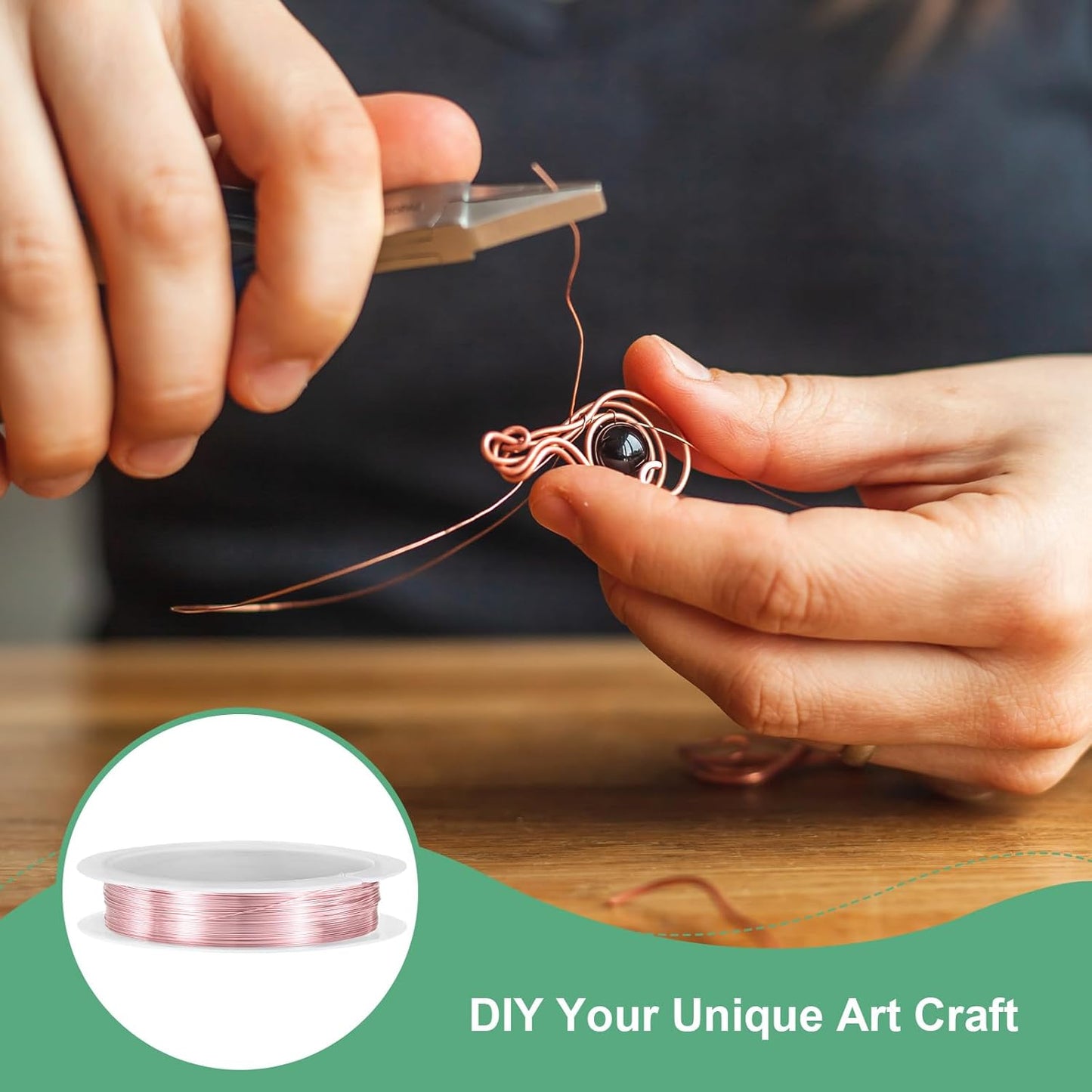 0.3 mm/28 Gauge Copper Wire for Jewelry Making, 49.2FT Copper Beading Craft Wire for Jewelry/Weaving/DIY Crafting/Planting, Color-Retaining [15M, Rose Gold]