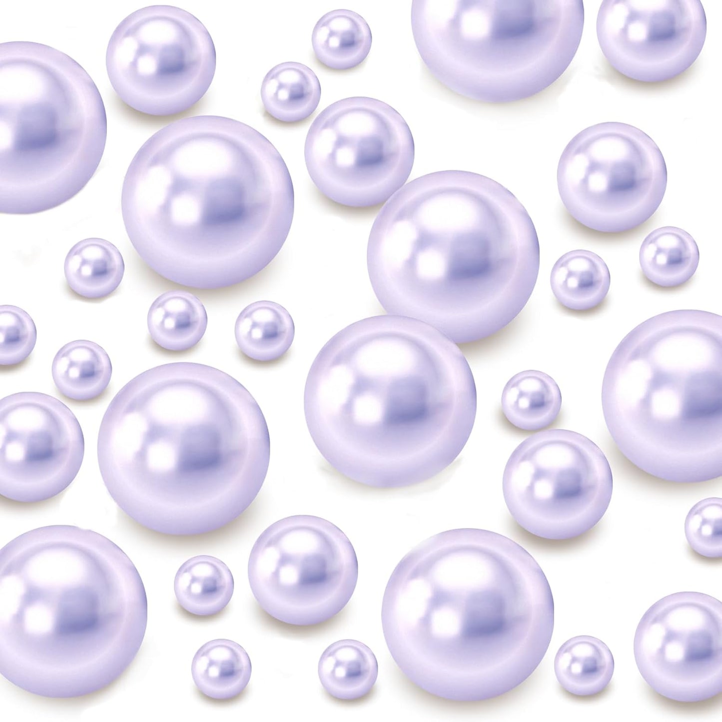 120 PCS 8/14/20mm No Hole Polish Pearl Beads for Centerpiece, Light Purple Beads Decorative Vase Fillers, Plastics Pearls for Vases, Table Scatters, Wedding Party Decor