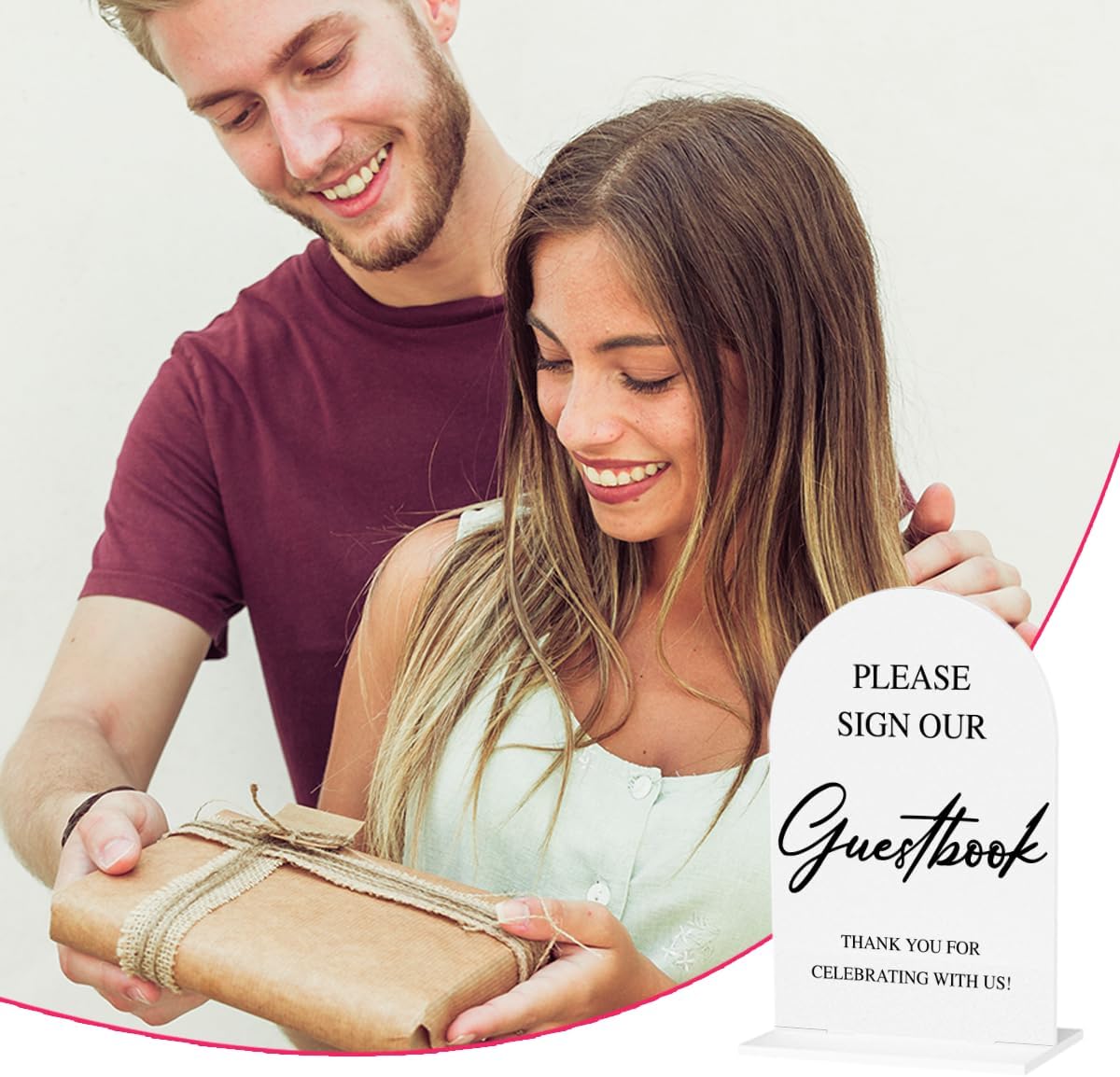 Wedding Guest Book Sign Please Sign Our Guestbook Sign Acrylic Arch Wedding Bridal Shower Baby Shower Welcome Table Signs for Ceremony and Reception Decor 7 x 5 Inches