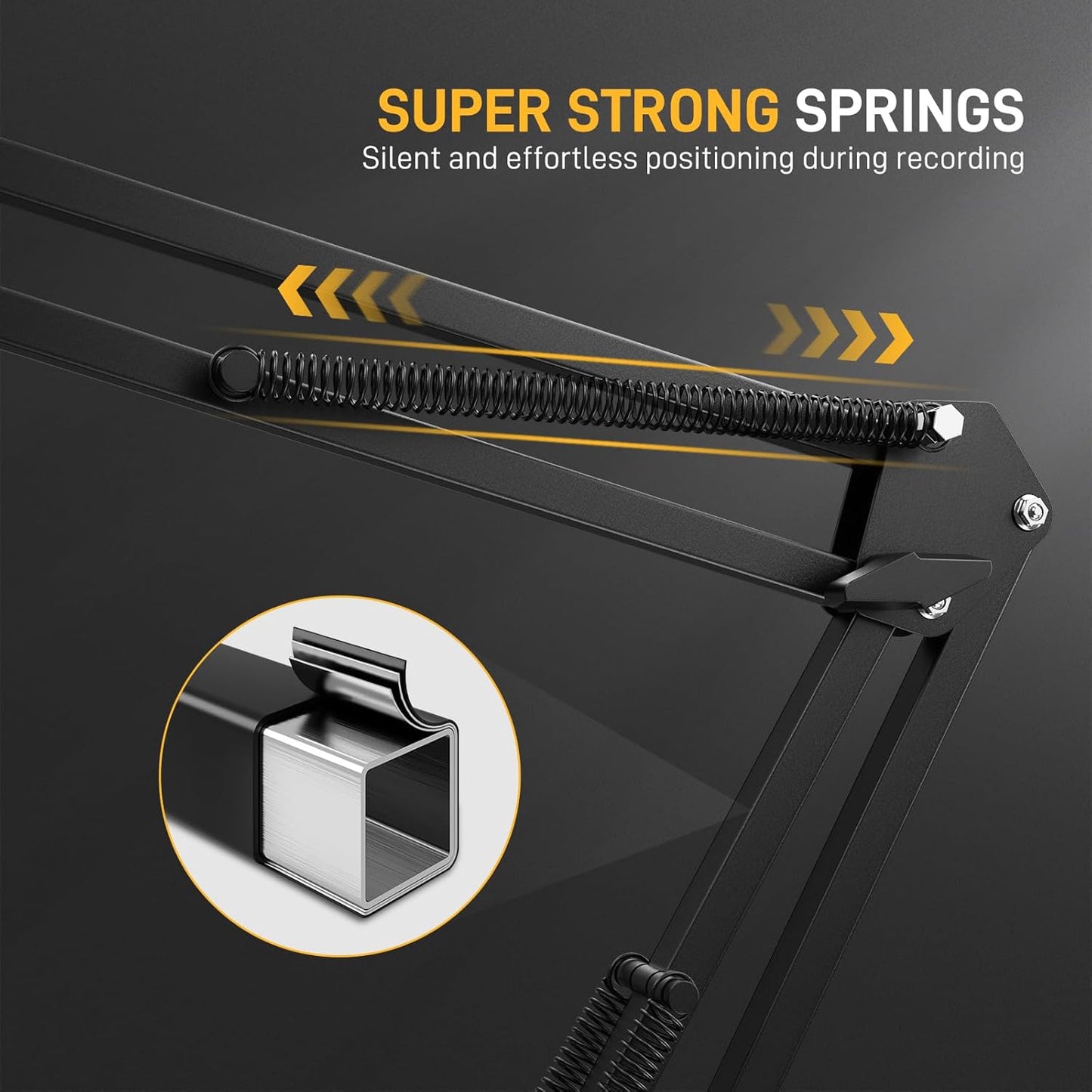 MAONO Boom Arm Microphone Stand: Adjustable Metal Suspension Mic Boom Arm for Podcast Gaming Streaming Recording,with Desk Clamp and 3/8" to 5/8" Screw Adapter-Max Load 1KG BA20 Black