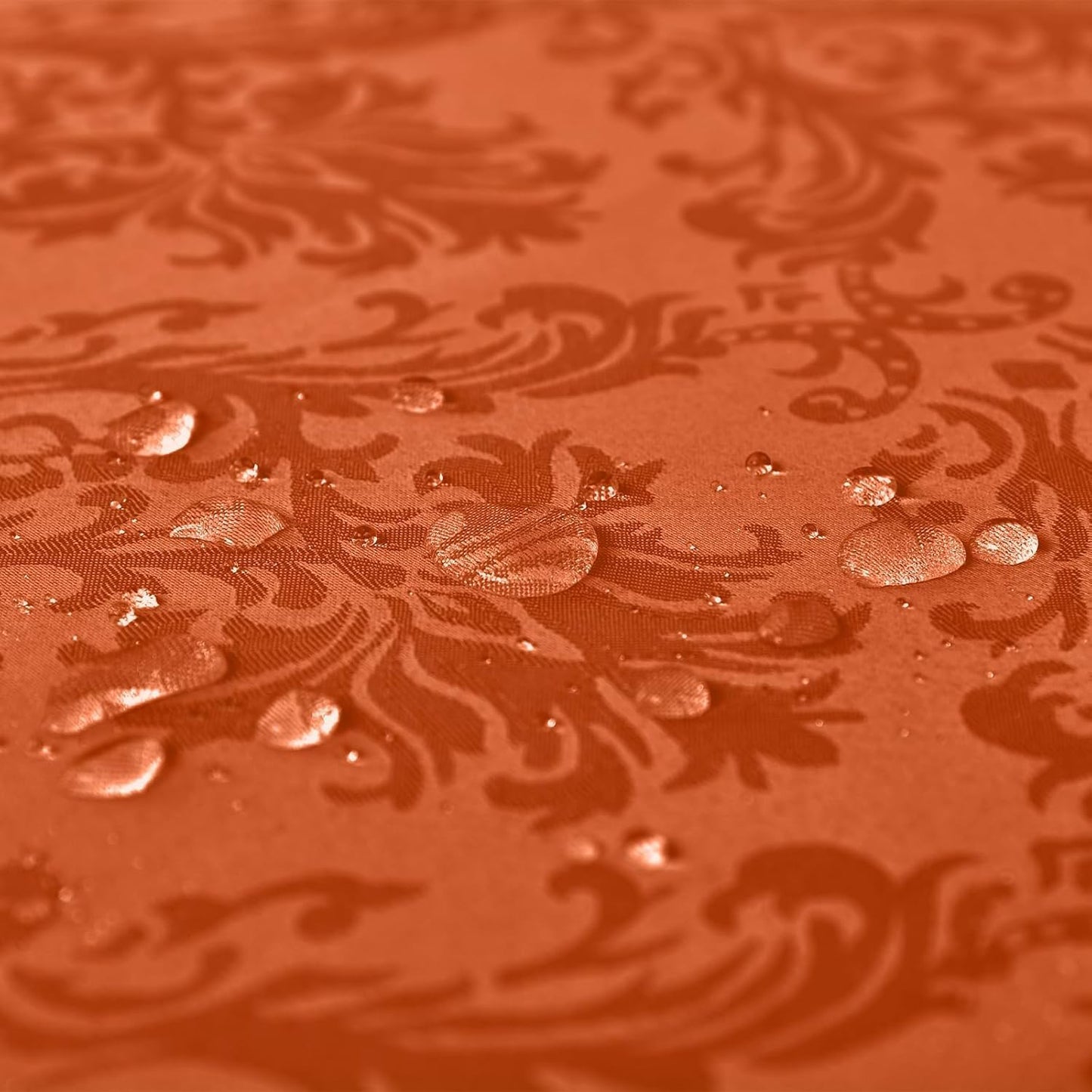 SASTYBALE Jacquard Rectangle Tablecloth, Rusty Spill-Proof Wrinkle Resistant Damask Table Cloth, Soft Polyester Oblong Table Cover for Kitchen Parties Thanksgiving - 60 x 84 Inch Rust