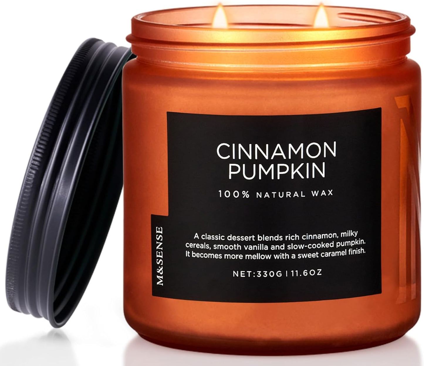 M&SENSE Cinnamon Pumpkin Fall Scented Candles, 11.6oz Soy Natural Candles 70 Hours Long Lasting Slow Burning Halloween Autumn Candle Gifts for Home Decor