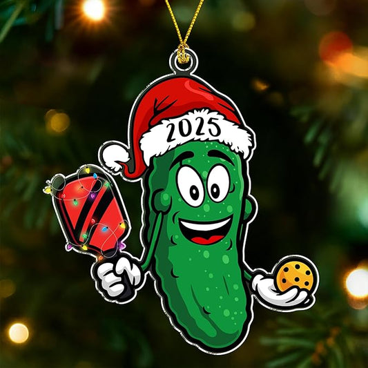 Pickleball Pickle Ornament - Ideal Christmas Pickleball Gift for Family, Funny Tree Decoration for Sport Enthusiasts, Great Stocking Stuffer, Unique for Pickleball Players
