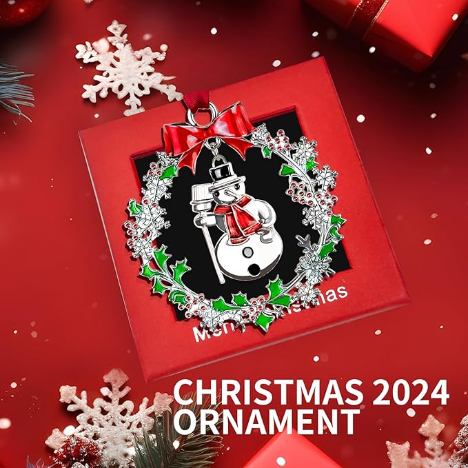 Christmas Ornament 2025 Silver Christmas Snowman Ornament Funny Holiday Xmas Keepsake Tree Hanging Decor Christmas Decorative Xmas Gifts for Family Friends