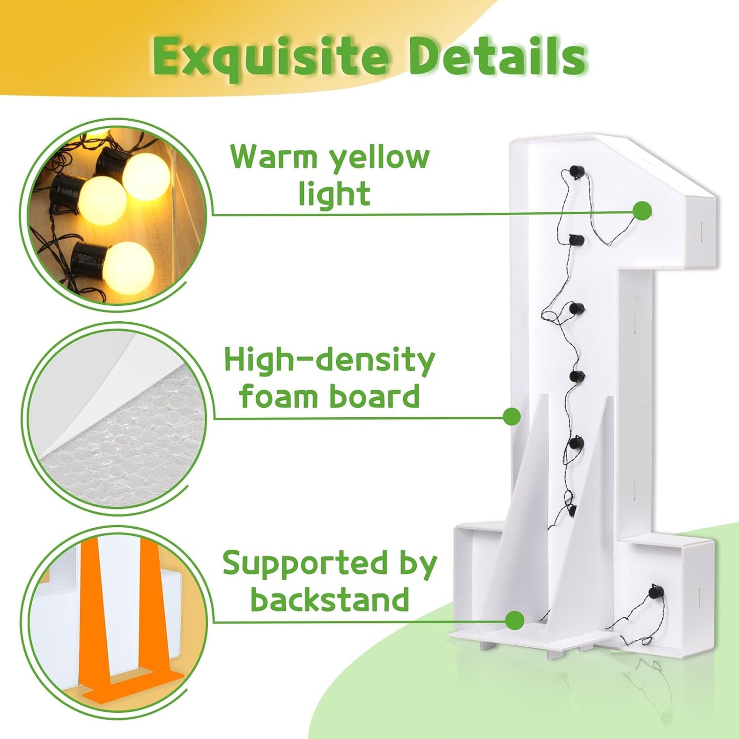 Marquee Numbers 4 Feet Tall Large Light Up Numbers 13th 13 Year Old Thirteen Birthday Decorations Girl Boy Big Yellow Light Outdoor Anniversary Decorations Balloon Arch Kit Party Backdrop 13