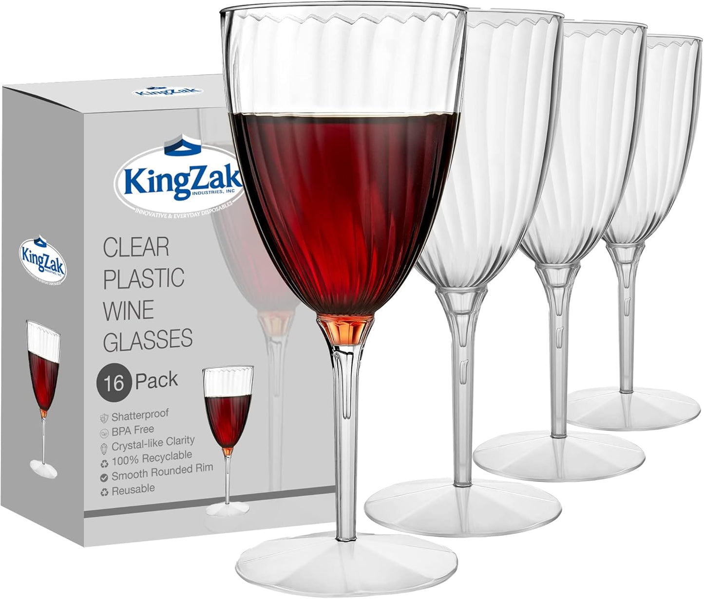 Lillian Tablesettings Premium 16 Count Wine Glasses 8 oz. Clear Hard Plastic 1-Piece Disposable Cups