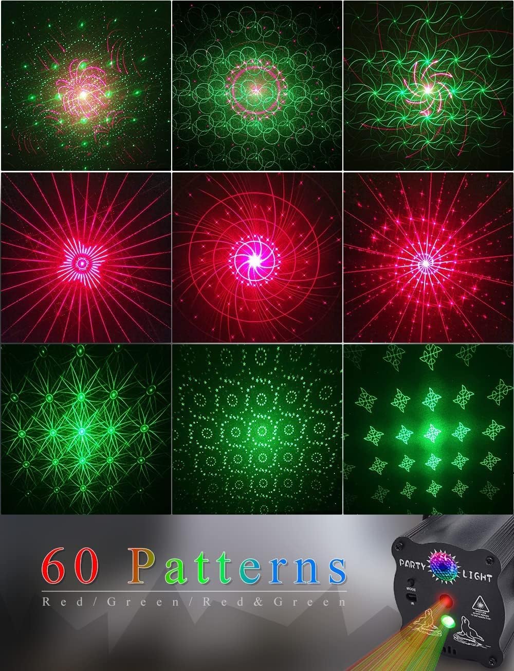 Party Lights DJ Disco Lights, Sound Activated with Remote Control for Dance Party Karaoke Living Room Pub