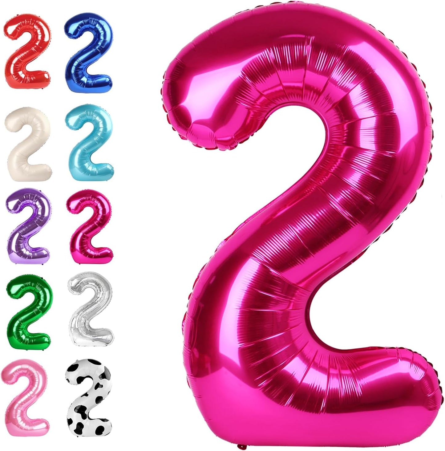 40 Inch Big Hot Pink Number 2 Balloon Birthday Decoration, Number 2 Helium Balloon 12 20 22 23 24 26 28 32 42 Celebration, Boy Girl Baby Anniversary Party Graduations Supplies Decorations