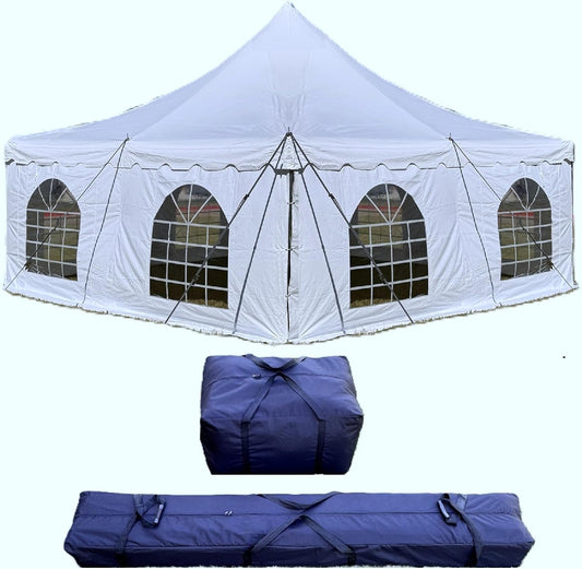 20'x20' PVC Pole Party Tent, Fire Retardant (FR)+Storage Bags, Tents for Parties,Heavy Duty Wedding Canopy, Outdoor Commercial Event Tents, Waterproof Top